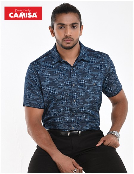 Men’s 100% cotton slim fit printed shorts sleeves shirts