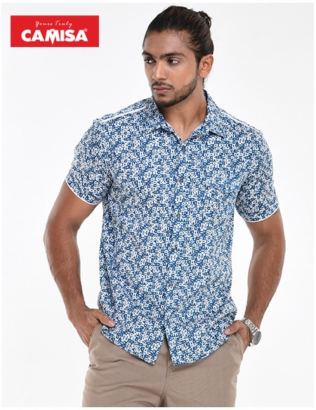 Men’s 100% cotton slim fit printed shorts sleeves shirts