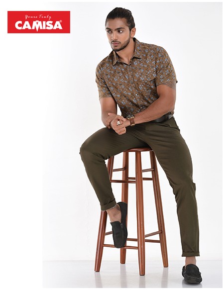 Men’s 100% cotton slim fit printed shorts sleeves shirts