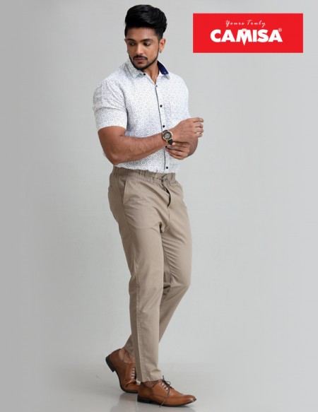 Men’s 100% linen slim fit printed shorts sleeves shirts
